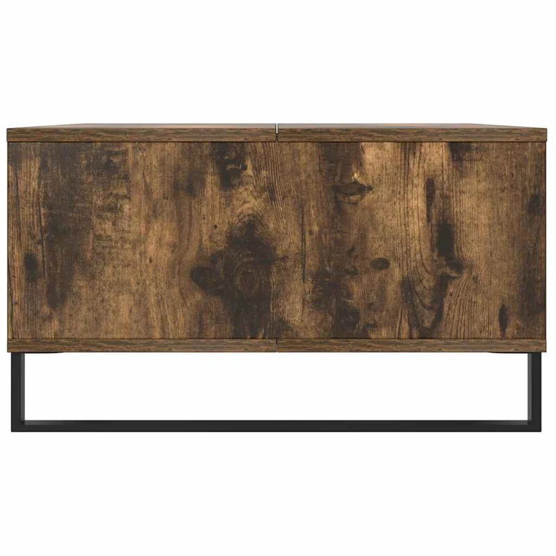 Table basse design rustique avec 3 compartiments 104 x 60 x 35 cm bois d'ingénierie marron et fer DEC038388