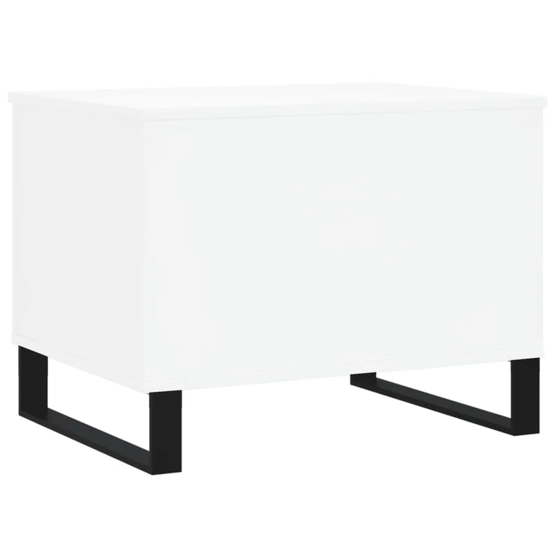 Table basse avec dessus relevable avec rangement 60 x 44,5 x 45 cm bois d'ingénierie blanc et métal DEC037908