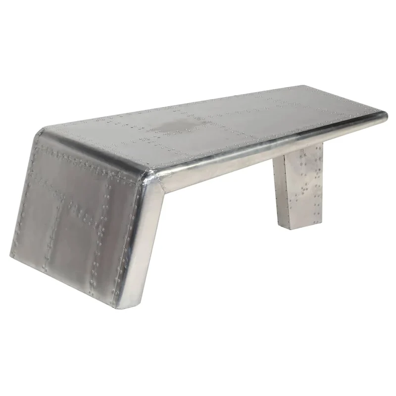 Table basse de salon design moderne Aviator Style d'avion vintage Aluminium Argent DEC037765