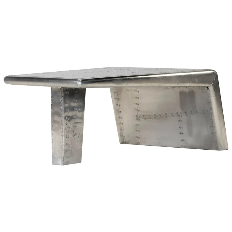 Table basse de salon design moderne Aviator Style d'avion vintage Aluminium Argent DEC037765