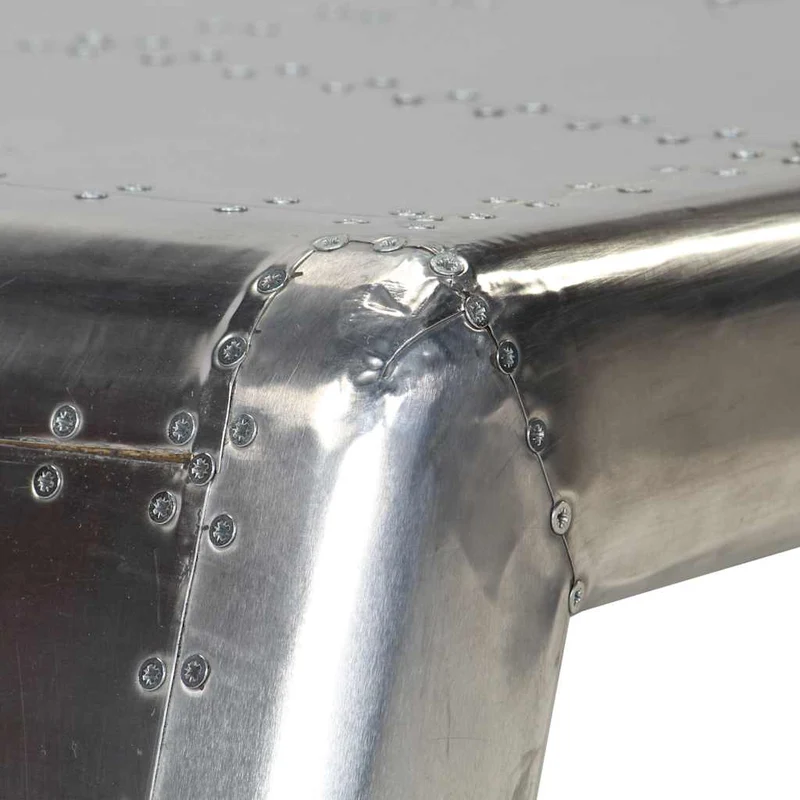 Table basse de salon design moderne Aviator Style d'avion vintage Aluminium Argent DEC037765