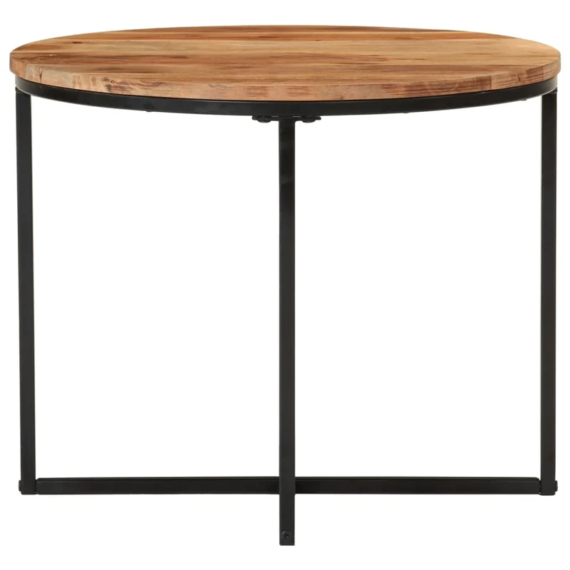 Table basse de salon design moderne 55 x 55 x 45 cm bois massif acacia et fer marron DEC037092