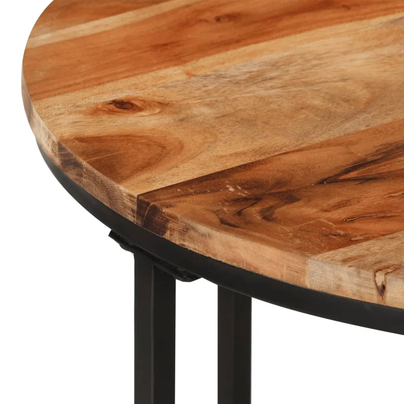 Table basse de salon design moderne 55 x 55 x 45 cm bois massif acacia et fer marron DEC037092