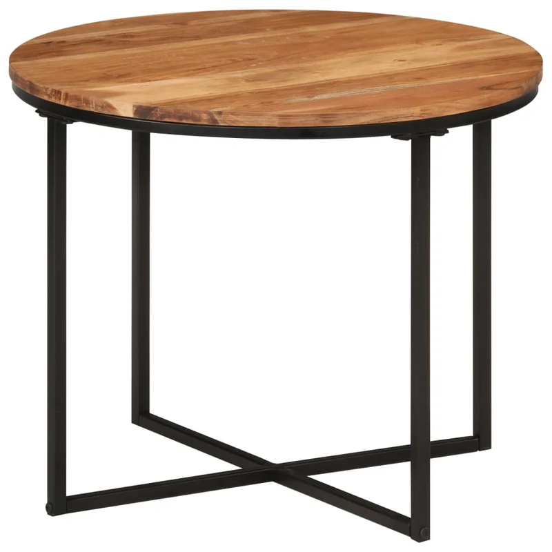 Table basse de salon design moderne 55 x 55 x 45 cm bois massif acacia et fer marron DEC037092