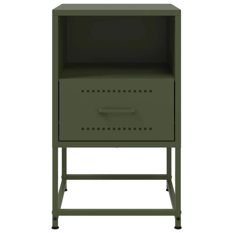 Table de chevet avec tiroir et compartiment ouvert 36 x 39 x 60,5 cm acier vert DEC034709