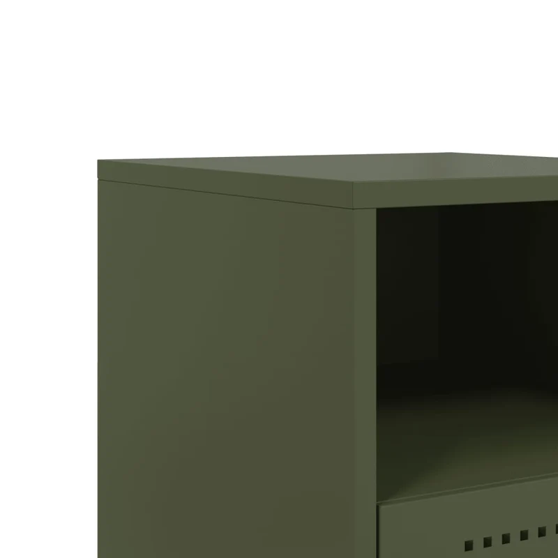 Table de chevet avec tiroir et compartiment ouvert 36 x 39 x 60,5 cm acier vert DEC034709