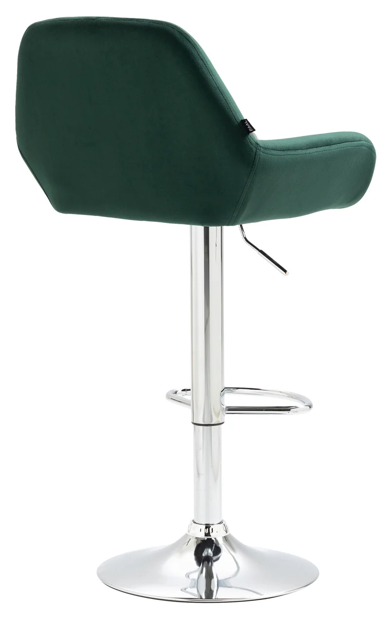 Tabouret de bar x1 en velours rembourré vert base trompette métal chromée TDB10431