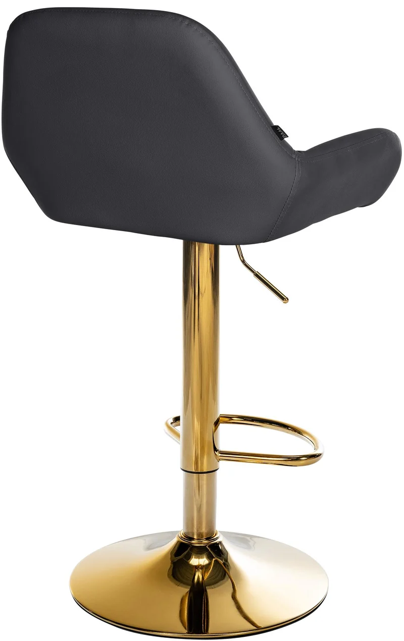 Lot de 2 tabourets de bar repose-pieds en forme d'arc en métal doré assise en PVC noir TDB10803