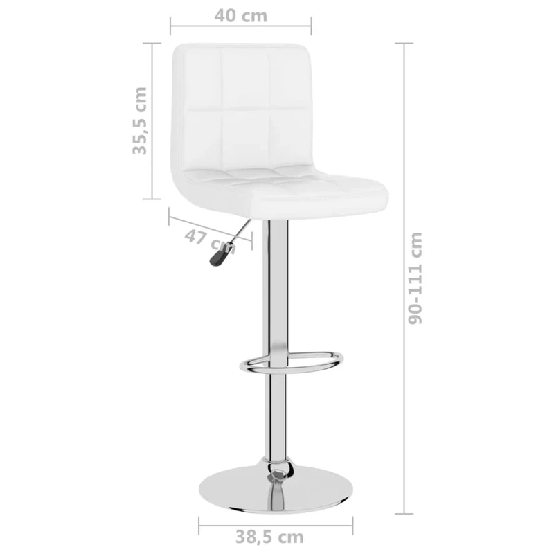 Tabouret de bar x1 chaise haute avec dossier en PVC blanc et acier DEC029449