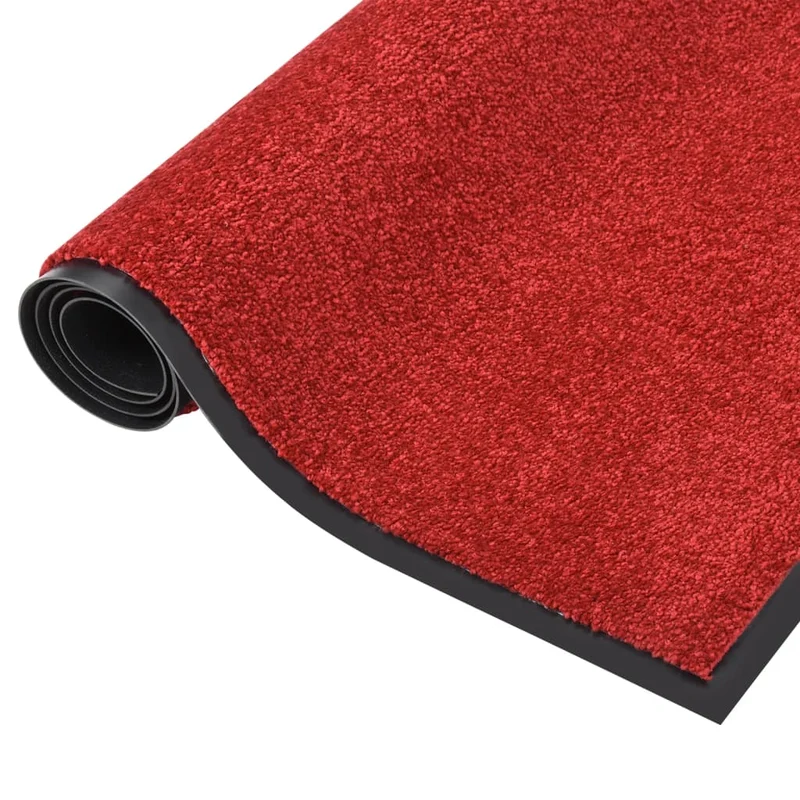 Paillasson de porte d'entrée 60 x 80 cm PP rouge et vinyle antidérapant DEC040659
