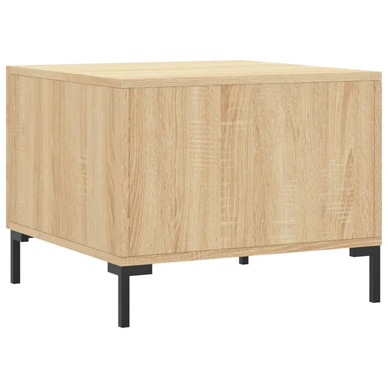 Set de 2 tables basses d'appoint avec tiroir 50 x 50 x 40 cm bois d'ingénierie couleur chêne et fer DEC040385