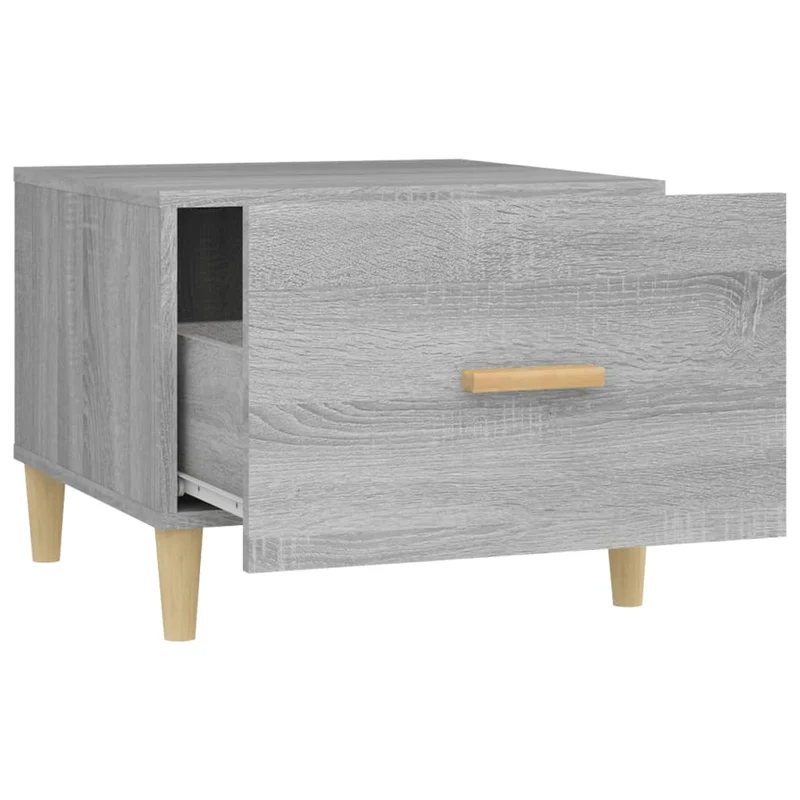 Table basse d'appoint avec tiroir 50 x 50 x 40 cm bois d'ingénierie gris DEC040032