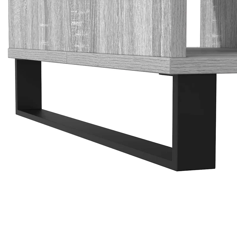 Table basse avec 3 compartiments 104 x 60 x 35 cm bois d'ingénierie gris et fer DEC040001