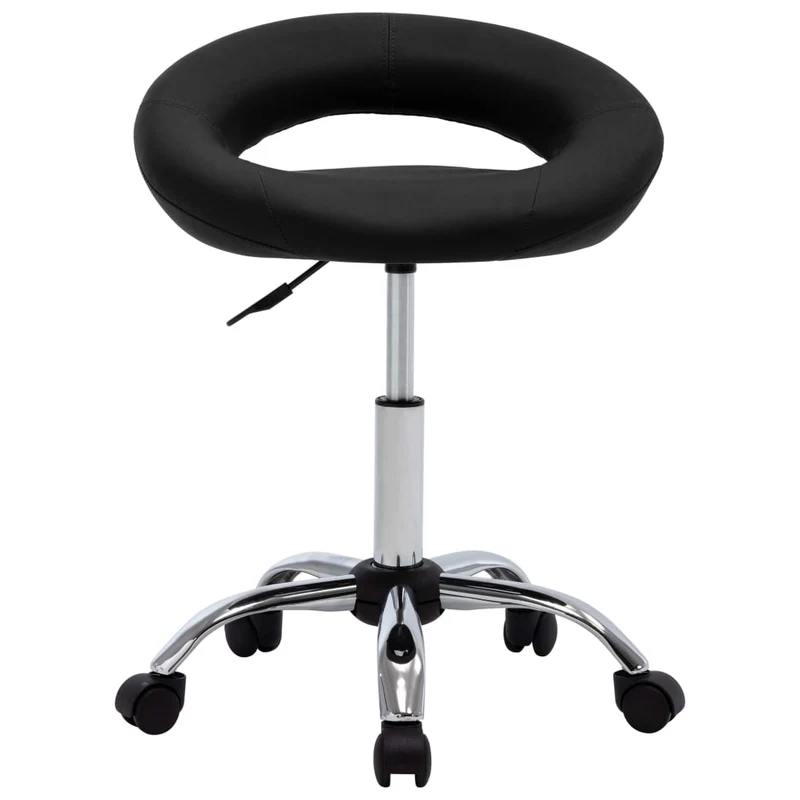 Chaise tabouret sur roulettes pivotant hauteur réglable en PVC noir DEC025150