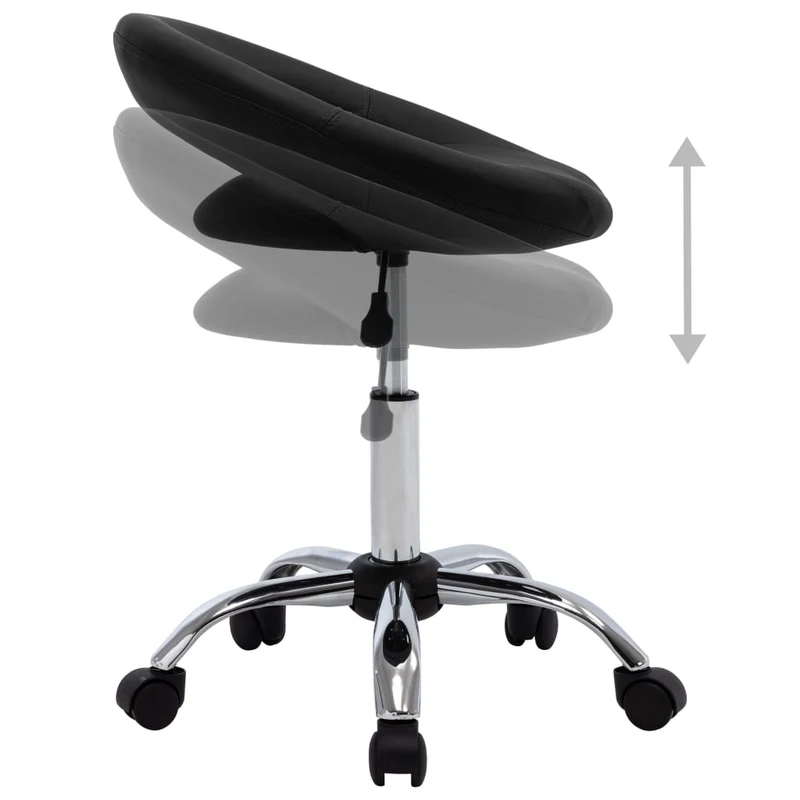 Chaise tabouret sur roulettes pivotant hauteur réglable en PVC noir DEC025150