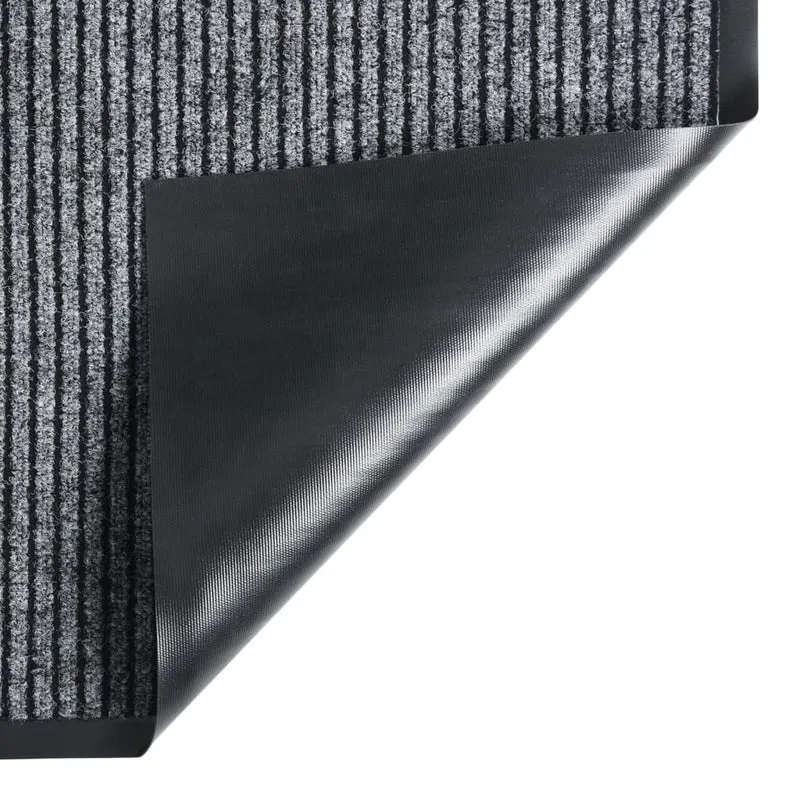 Paillasson rayé 80 x 120 cm PP gris et vinyle dessous antidérapant DEC040644