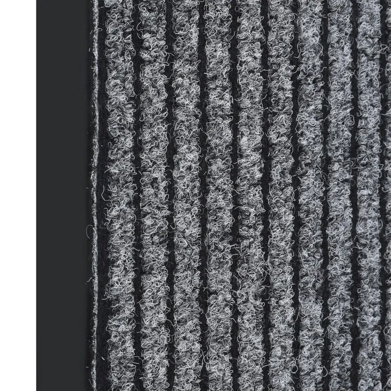 Paillasson rayé 80 x 120 cm PP gris et vinyle dessous antidérapant DEC040644