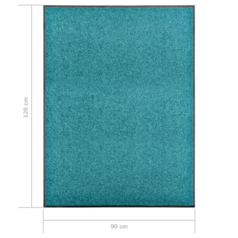 Paillasson lavable 90 x 120 cm polyamide turquoise et PVC antidérapant DEC040616