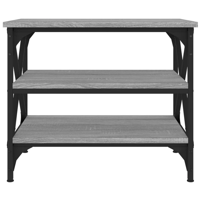 Table d'appoint avec étagère style industriel 55 x 38 x 45 cm bois d'ingénierie gris et fer DEC040303