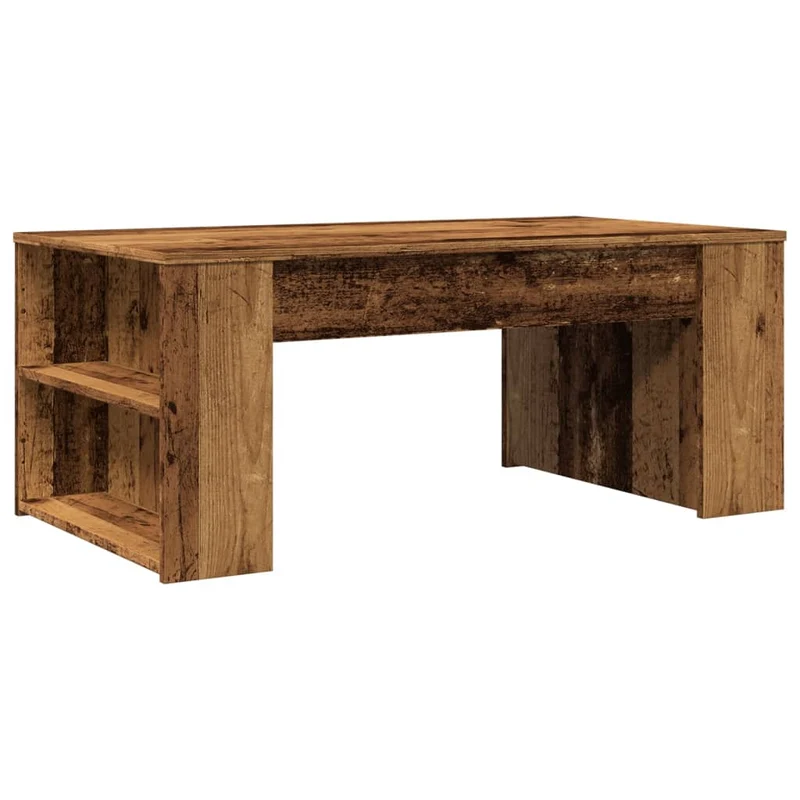 Table basse avec étagères 102 x 55 x 42 cm bois d'ingénierie couleur marron DEC040206