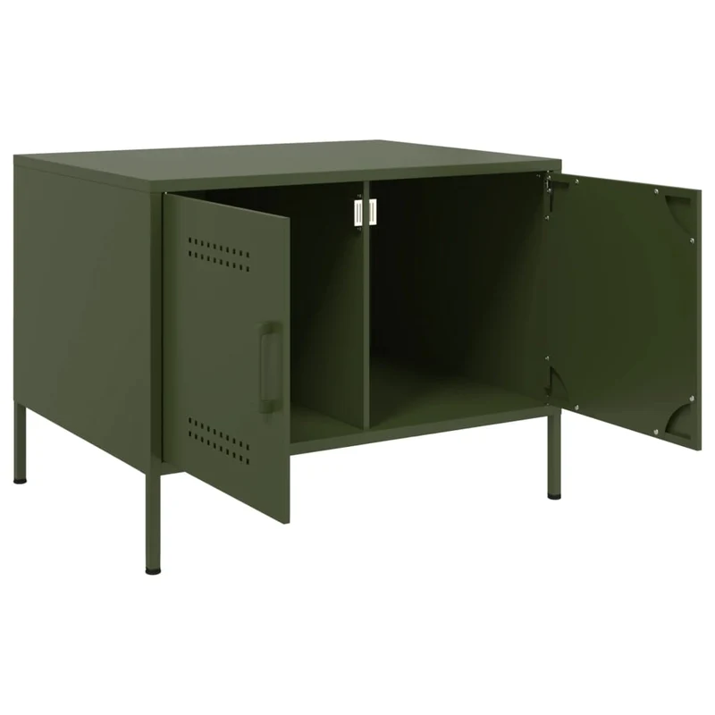 Table basse avec 2 compartiments 68 x 50 x 50,5 cm acier vert DEC040199
