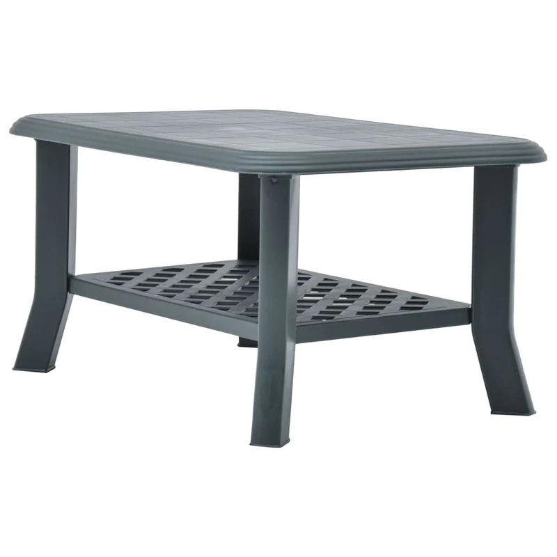 Table basse avec étagère pour extérieur 90 x 60 x 46 cm en plastique vert DEC040196