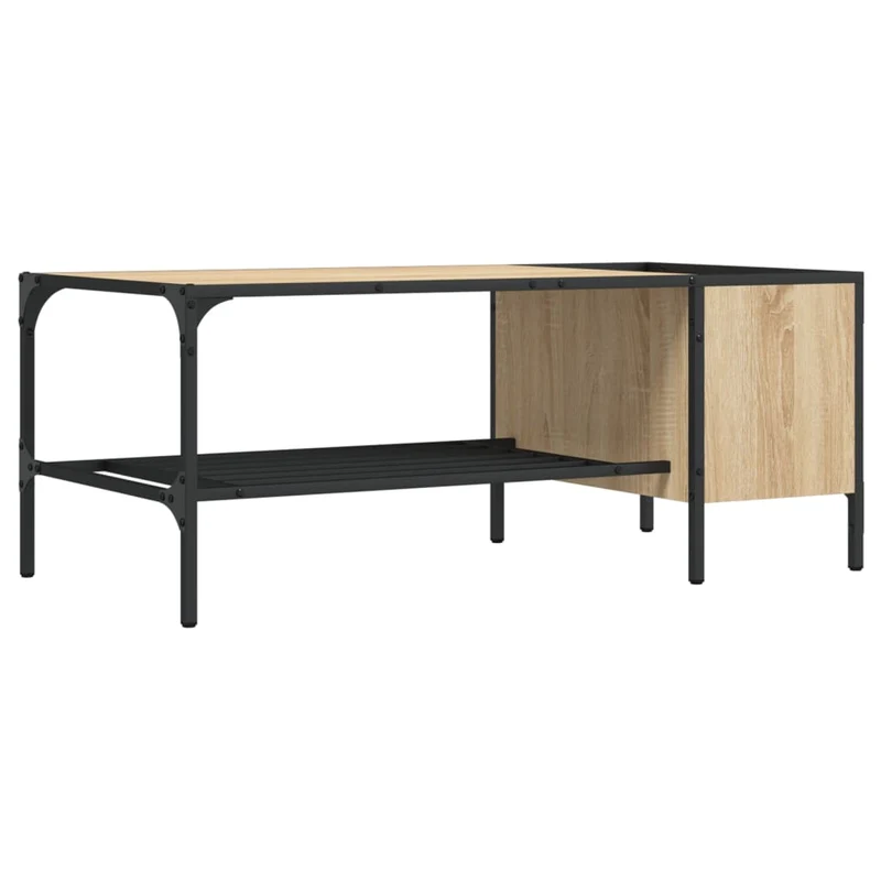 Table basse style industriel 100 x 51 x 40cm bois d'ingénierie et métal DEC040172