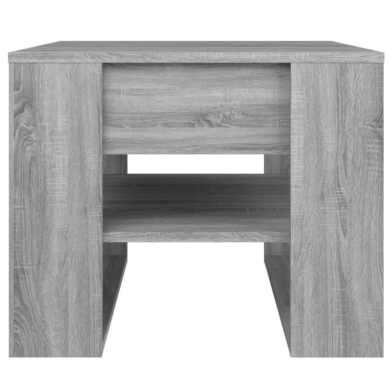 Table basse avec étagères 55,5 x 55 x 45 cm bois d'ingénierie gris DEC040042