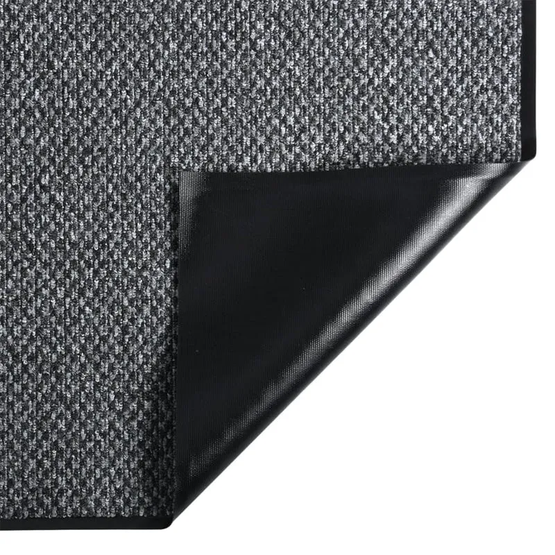 Paillasson de porte d'entrée 80 x 120 cm PP gris et vinyle antidérapant DEC040597