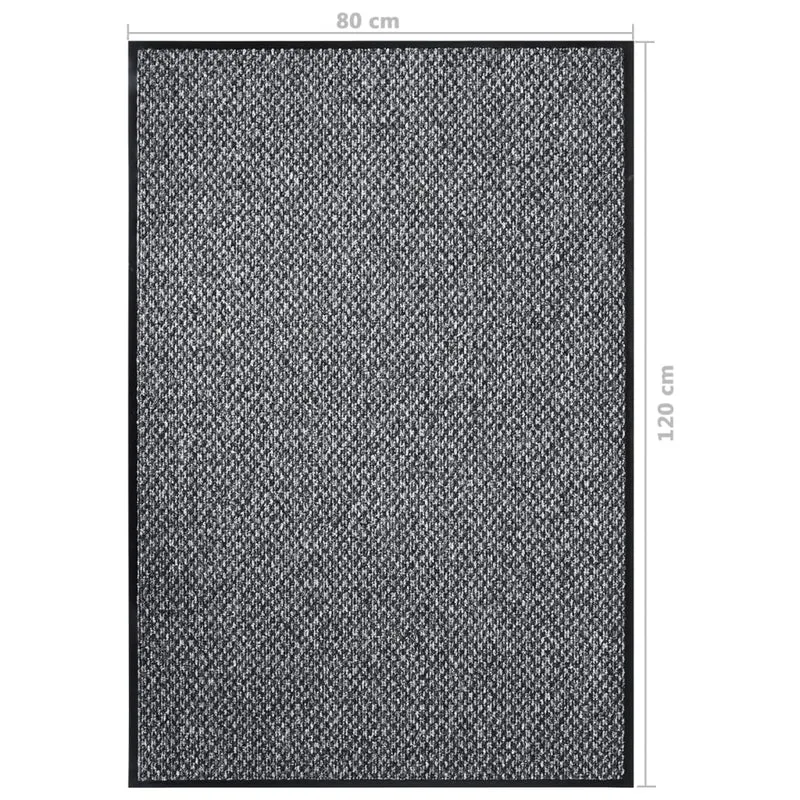 Paillasson de porte d'entrée 80 x 120 cm PP gris et vinyle antidérapant DEC040597
