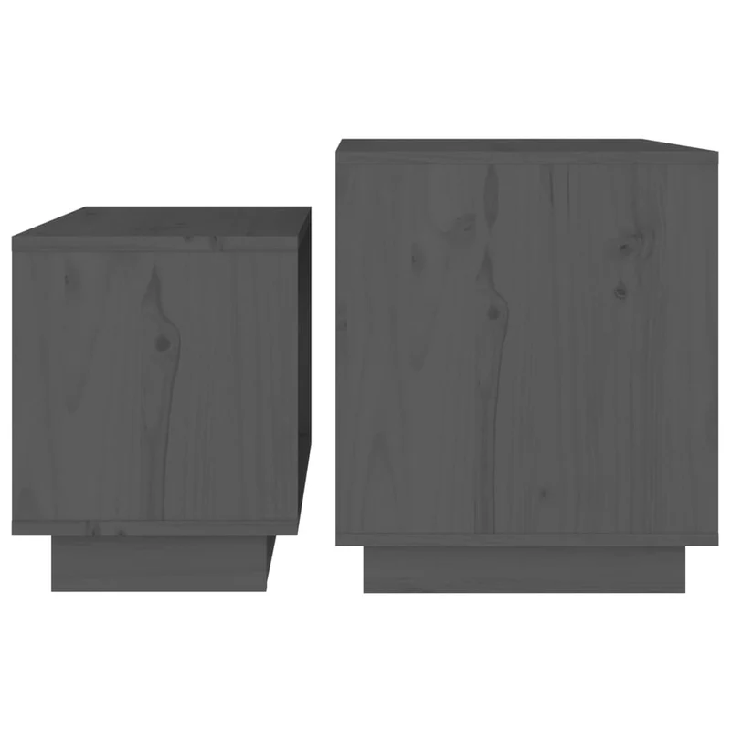 Lot de 2 tables d'appoint gigognes en bois de pin massif gris DEC040515