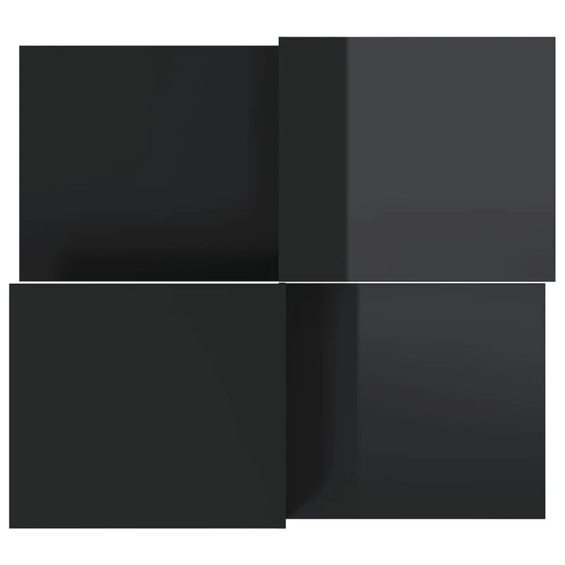 Lot de 2 tables d'appoint avec étagère en bois d'ingénierie noir brillant DEC040427