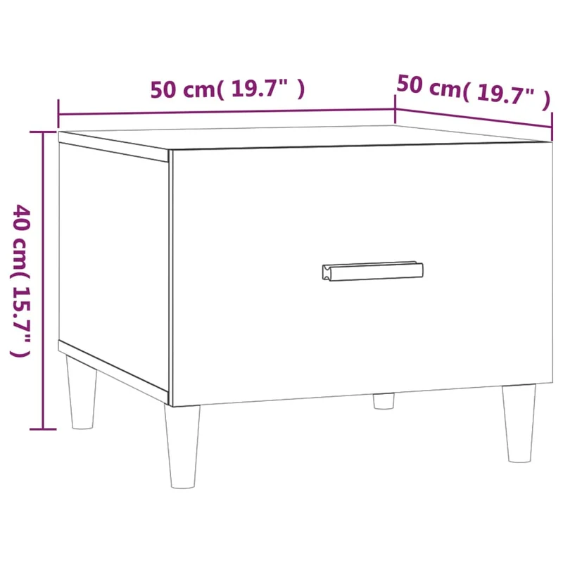 Lot de 2 tables d'appoint chevet avec tiroir 50 x 50 x 40 cm bois d'ingénierie gris DEC040403