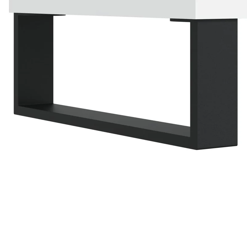 Lot de 2 tables d'appoint chevet avec tiroir 50 x 46 x 50cm bois d'ingénierie blanc brillant et métal DEC040326