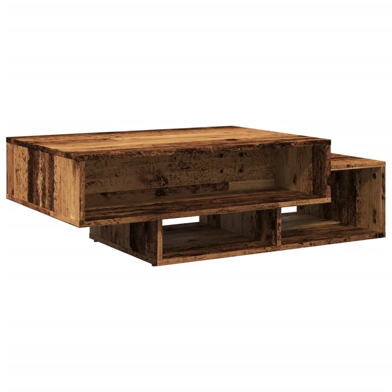Table basse avec 3 compartiments 105 x 55 x 32 cm bois d'ingénierie marron style vieilli DEC040207