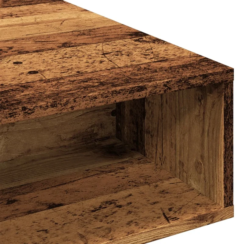 Table basse avec 3 compartiments 105 x 55 x 32 cm bois d'ingénierie marron style vieilli DEC040207