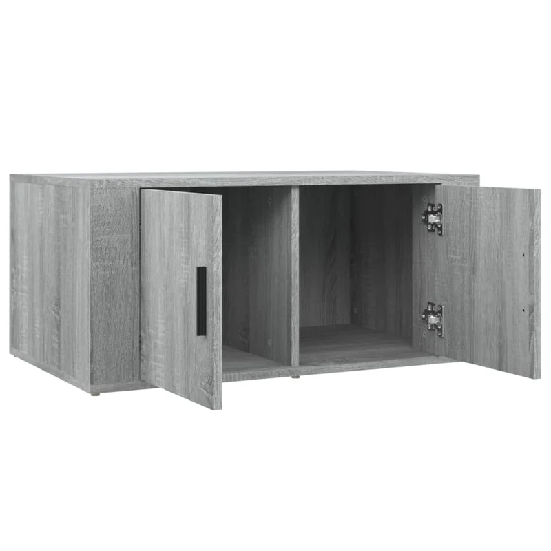 Table basse avec 2 compartiments 80 x 50 x 36 cm bois d'ingénierie gris DEC040088