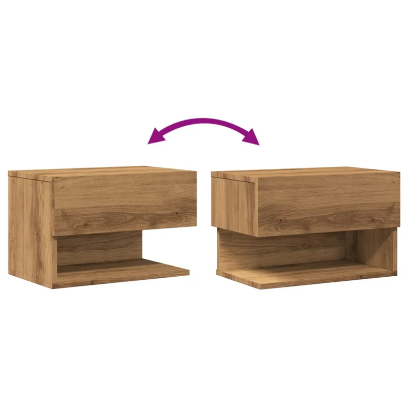 Table de chevet murale avec tiroir et étagère 46 x 29,5 x 30 cm bois d'ingénierie couleur chêne DEC034244