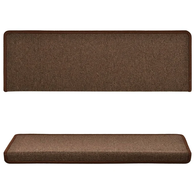 Tapis d'escalier 15 pièces 65x25 cm Marron DEC023814