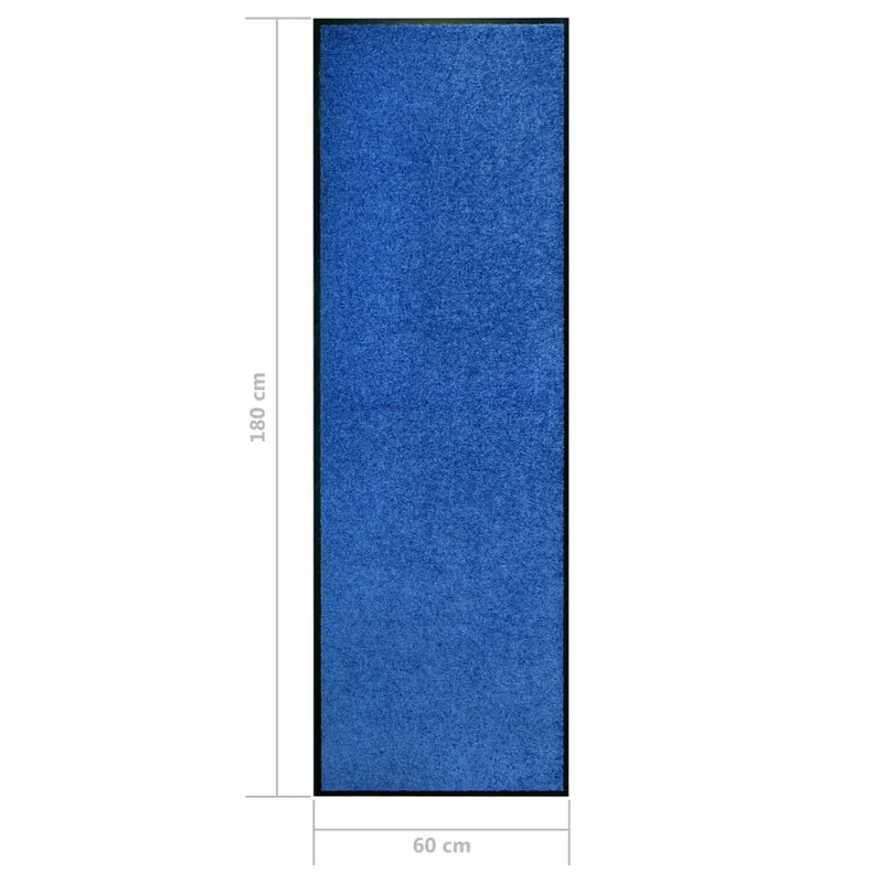 Paillasson lavable 60 x 180 cm polyamide bleu PVC antidérapant DEC040602