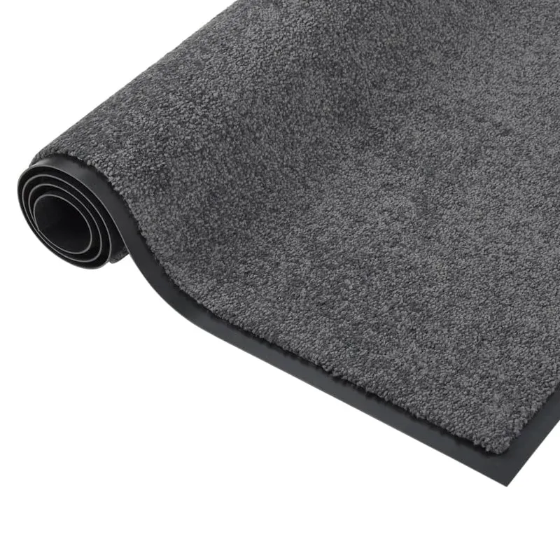 Paillasson porte d'entrée dessous antidérapant 80 x 120 cm PP torsadé anthracite et vinyle DEC040584