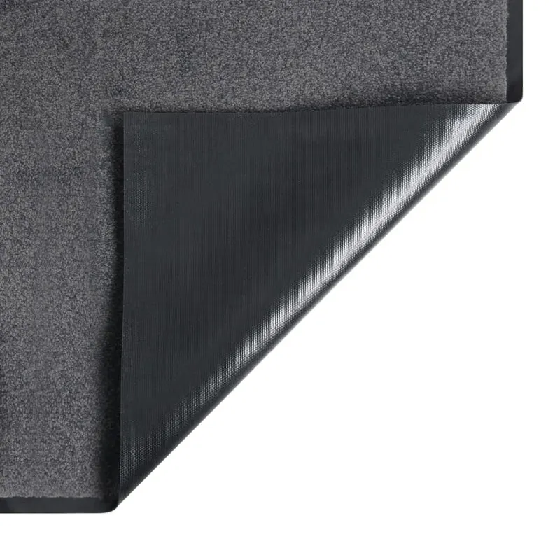 Paillasson porte d'entrée dessous antidérapant 80 x 120 cm PP torsadé anthracite et vinyle DEC040584