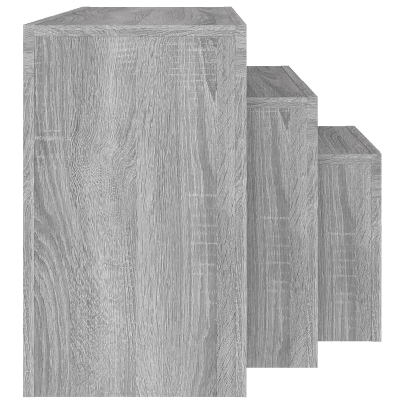 Lot de 3 tables d'appoint gigognes en bois d'ingénierie gris DEC040569