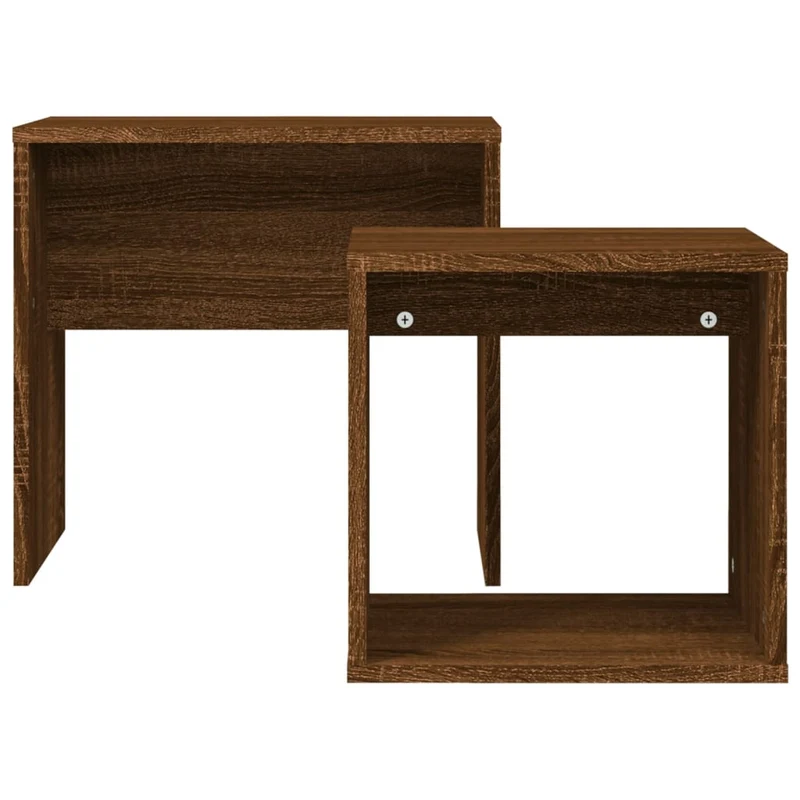 Lot de 2 tables d'appoint gigognes en bois d'ingénierie marron DEC040503