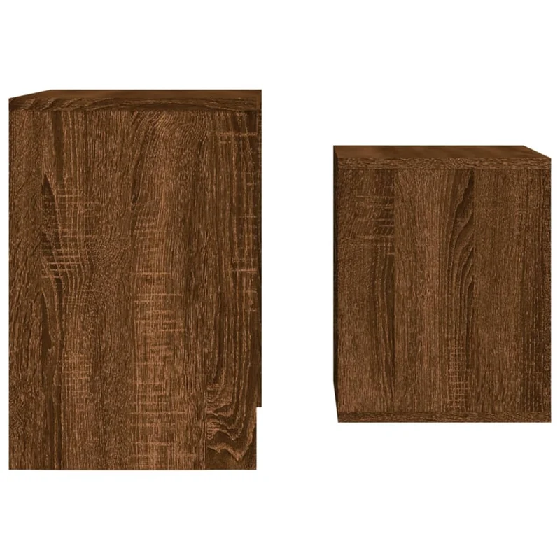 Lot de 2 tables d'appoint gigognes en bois d'ingénierie marron DEC040503