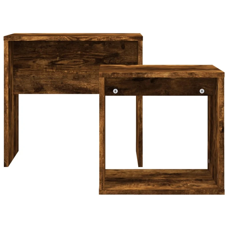 Lot de 2 tables d'appoint gigognes en bois d'ingénierie marron DEC040497