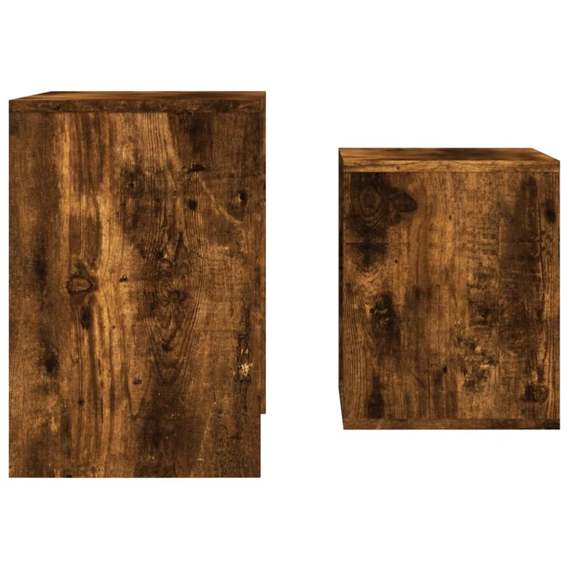 Lot de 2 tables d'appoint gigognes en bois d'ingénierie marron DEC040497