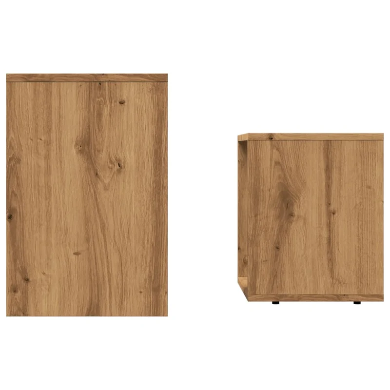 Lot de 2 tables d'appoint gigognes en bois d'ingénierie marron effet vieilli DEC040492