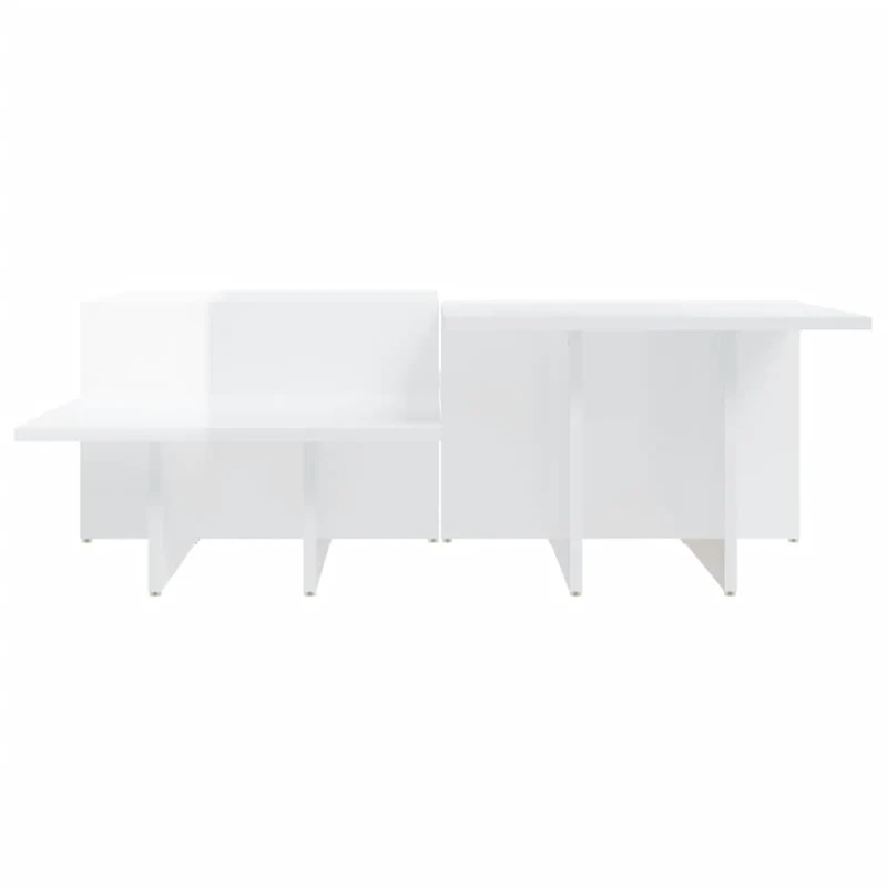 Lot de 2 tables basses de salon en bois d'ingénierie blanc brillant DEC040336