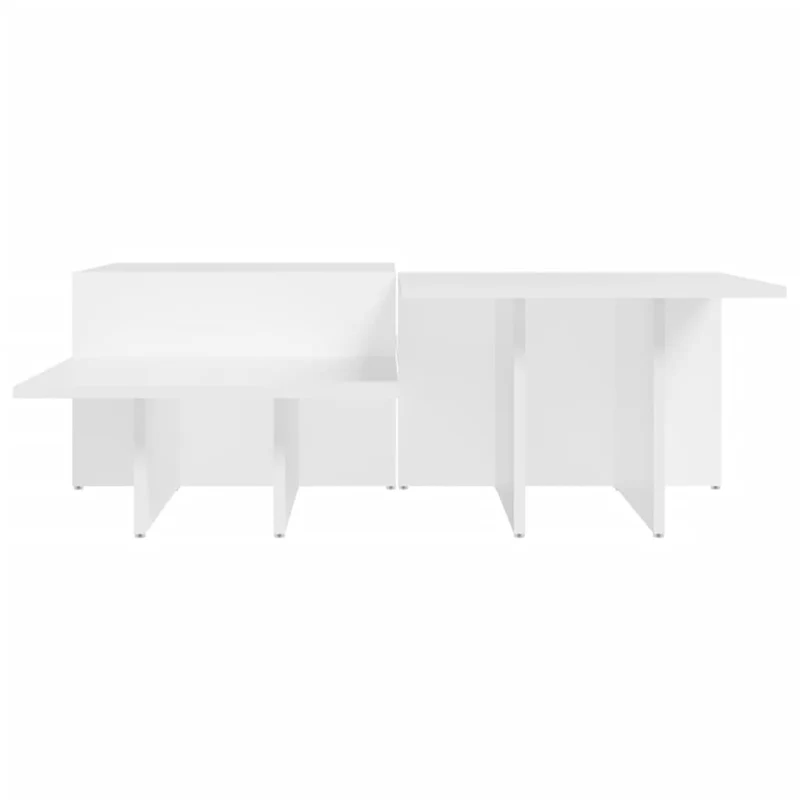 Lot de 2 tables basses de salon en bois d'ingénierie blanc brillant DEC040320
